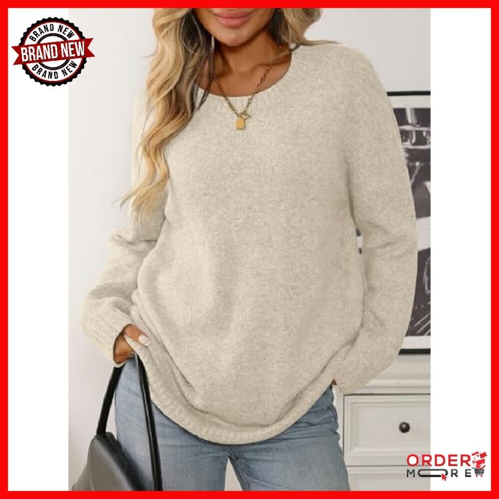 Oversized Chunky Knit Tunic Sweater Winter Pullover Long Sleeve - Picture 4 of 7
